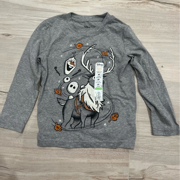 Disney Gray Long Sleeve Kids Tee with Olaf Design Size 4T - Picture 1 of 6